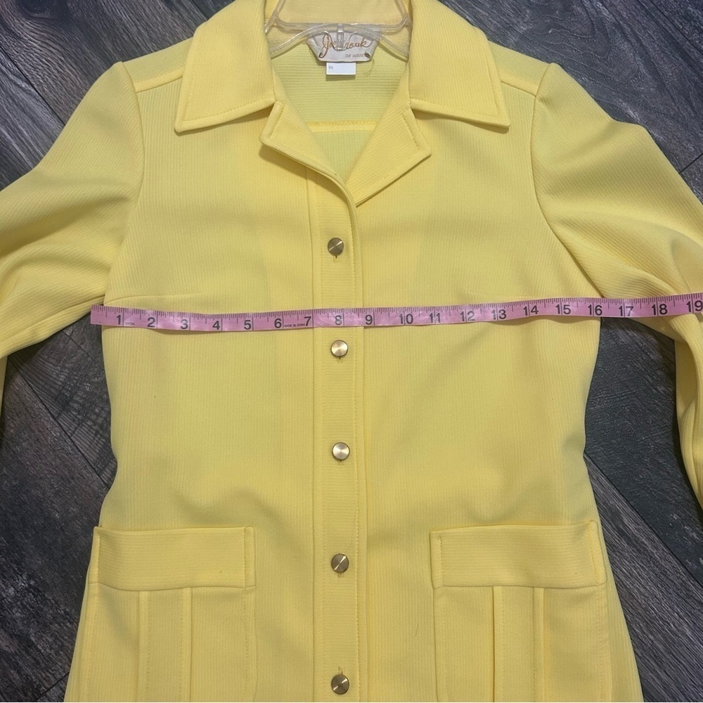 Yellow Vintage 60/70s Polyester Jacket Gold Buttons Pockets Retro - Picture 7 of 10